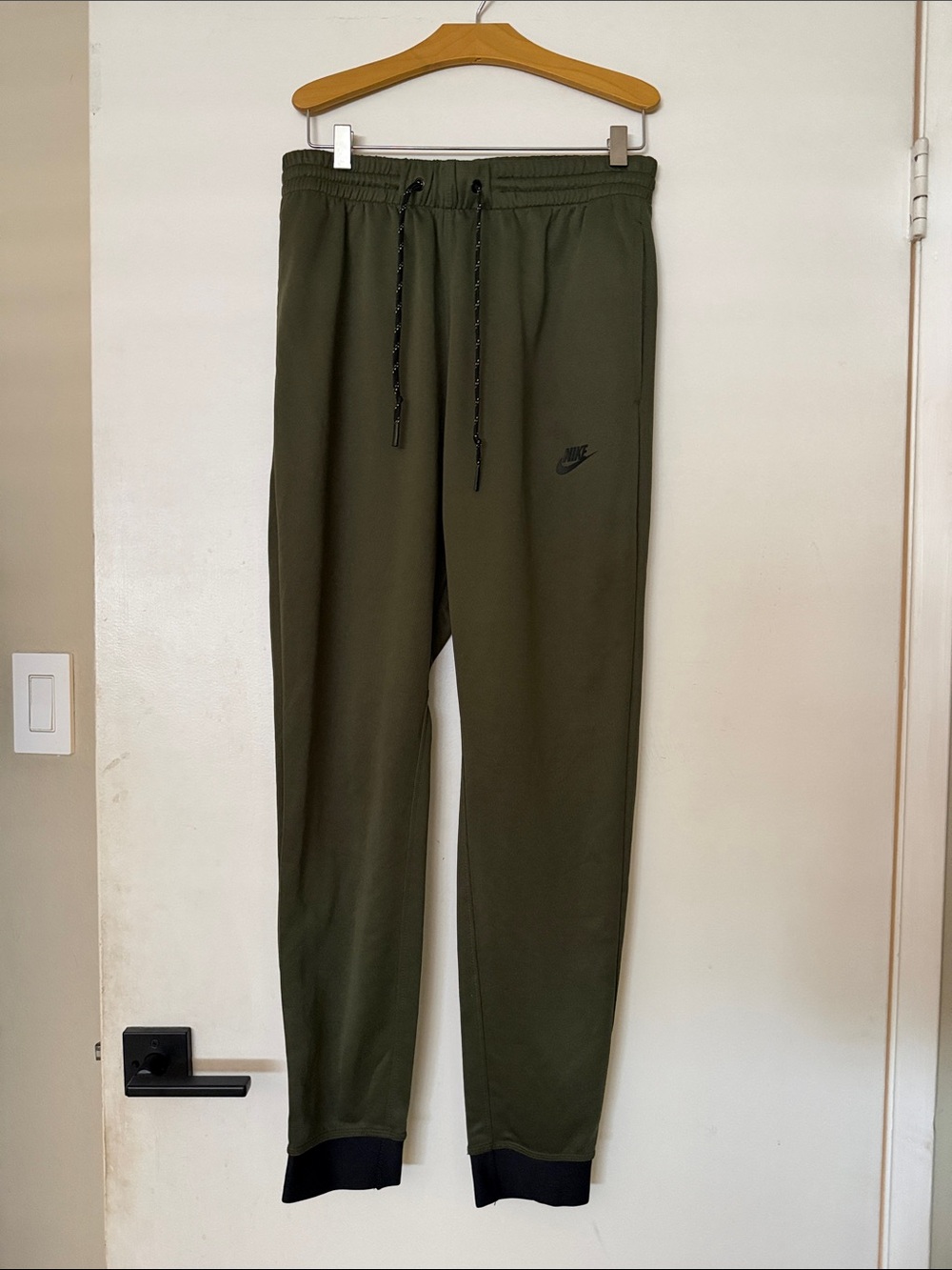 Nike Olive Green Men's Jogger Sweatpants with Black Accents